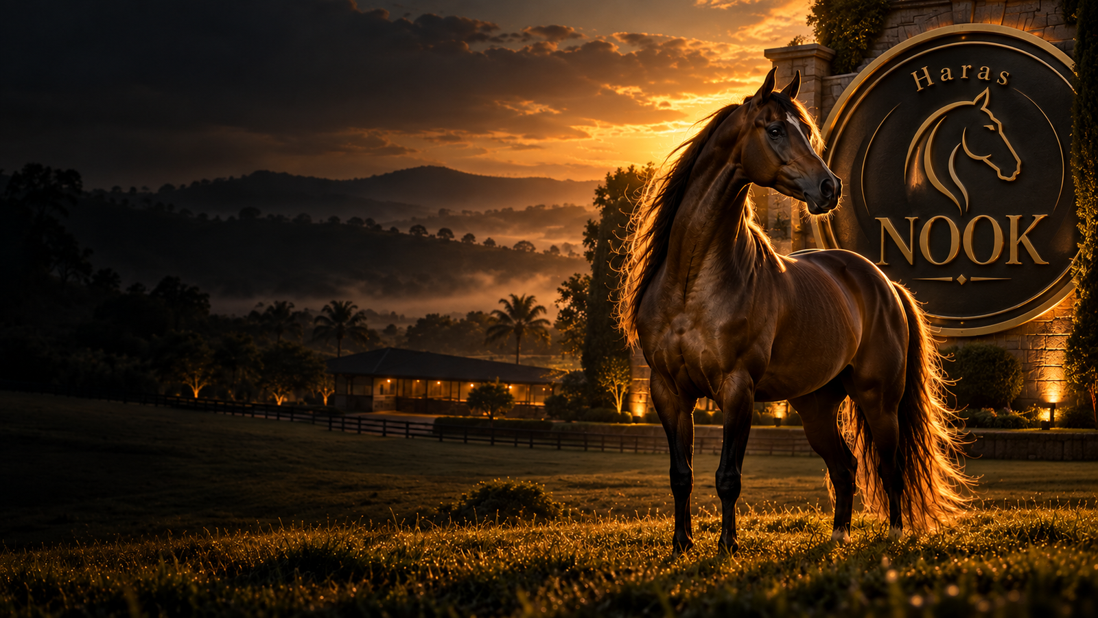Cavalo Mangalarga Marchador do Haras Nook ao entardecer
